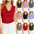 thumbnail image 1 of VBVC Women's Cowl Neck Ruched Tank Top , Ladies' Stretch Fitted Going Out Cami , Summer Sleeveless Business Work Blouse For Women,Red,S-2XL, 1 of 5