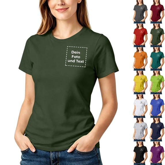 VBVC Women's Custom Photo and Text Crew Neck T Shirt , Ladies' Personalized Short Sleeve Basic Top , Casual Summer Graphic Tee For Women, Red , S-5XL