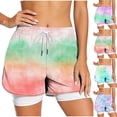 thumbnail image 1 of VBVC Women's Drawstring 2-in-1 Athletic Shorts , High Waisted Running Shorts For Women,Ladies' Double Layer Active Shorts with Pockets,Green,S-2XL, 1 of 8