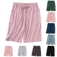 thumbnail image 1 of VBVC Women's Drawstring Elastic Waist Modal Shorts , Soft Sleep Shorts For Women,Ladies' Lightweight Bermuda Shorts with Pockets,Black,M-2XL, 1 of 9