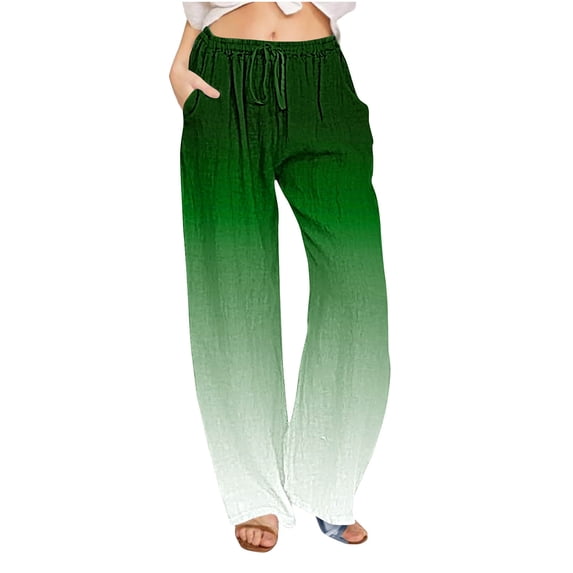 VBVC Women's Drawstring Gradient Sweatpants,Baggy Breathable Pants For Women,Ladies Lightweight Trousers with Pockets,Green,Size L
