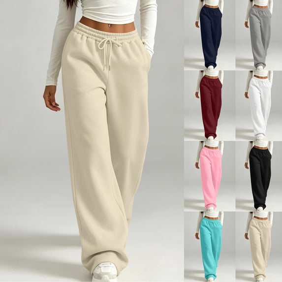 VBVC Women's Drawstring High Waisted Sweatpants , Soft Wide Leg Pants For Women , Ladies' Casual Y2K Lounge Pants with Pockets, S-2XL