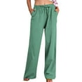 thumbnail image 1 of VBVC Women's Drawstring Linen-Cotton Pants,Pull On Trousers For Women,Ladies Breathable Sweatpants with Side Pockets,Green,Size XXXL, 1 of 9