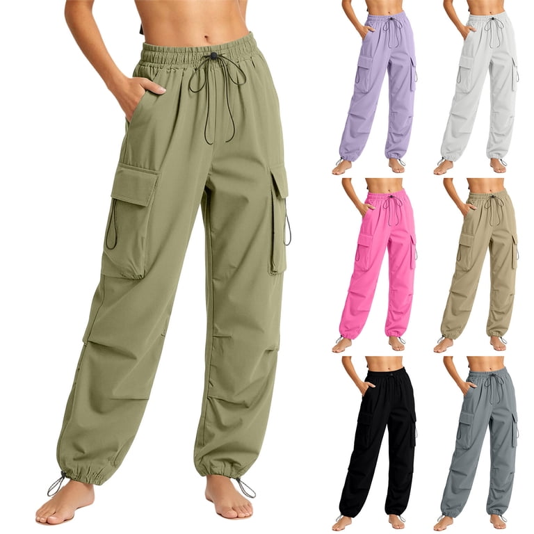 VBVC Women's Drawstring Parachute Cargo Pants , Lightweight