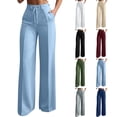 thumbnail image 1 of VBVC Women's Drawstring Wide Leg Dress Pants,Slim Pleated Work Trousers with Pockets,Ladies Stretchy Comfortable Business Office Slacks with Pockets,Green,S-3XL, 1 of 10