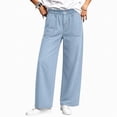 thumbnail image 1 of VBVC Women's Elastic Waist Jeans with Pockets , Decorative Buttons Denim Pants For Women, S-2XL, 1 of 8