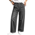 thumbnail image 1 of VBVC Women's Elastic Waist Jeans with Pockets , Decorative Buttons Denim Pants For Women, S-2XL, 1 of 8