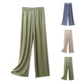 thumbnail image 1 of VBVC Women's Elastic Waist Wide Leg Pants , Ladies' Soft Flowy Casual Lounge Trousers , Lightweight Drape Pants For Women, Green , Free Size, 1 of 5