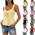 thumbnail image 1 of VBVC Women's Eyelet Embroidery Spaghetti Strap Sweetheart Tank Tops,Ladies Casual Front Knot Ruched Summer Tops,Beach Vacation Blouses For Women,Light Blue,S-2XL, 1 of 8