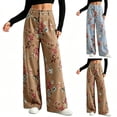 thumbnail image 1 of VBVC Women's Floral Wide Leg Denim Pants , High Waisted Washed Jeans For Women,Ladies' Casual Loose Fit Trousers with Pockets,Khaki,S-5XL, 1 of 9