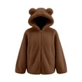 thumbnail image 1 of VBVC Women's Fuzzy Fleece Bear Ear Hoodie , Cute Full Zip Sherpa Jacket For Women , Ladies' Cozy Winter Outerwear with Pockets, Coffee , S-2XL, 1 of 6