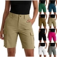 thumbnail image 1 of VBVC Women's High Waist Cargo Bermuda Shorts,Button Fly Utility Hiking Shorts For Women,Ladies Summer Knee Length Workwear Shorts with Pockets,Green,S-2XL, 1 of 8
