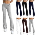 thumbnail image 1 of VBVC Women's High Waisted Flare Leg Pants , Ruched Waist Bootcut Pants For Women , Ladies' Casual Stretchy Bell Bottoms with O-Ring,Navy,XS-3XL, 1 of 7