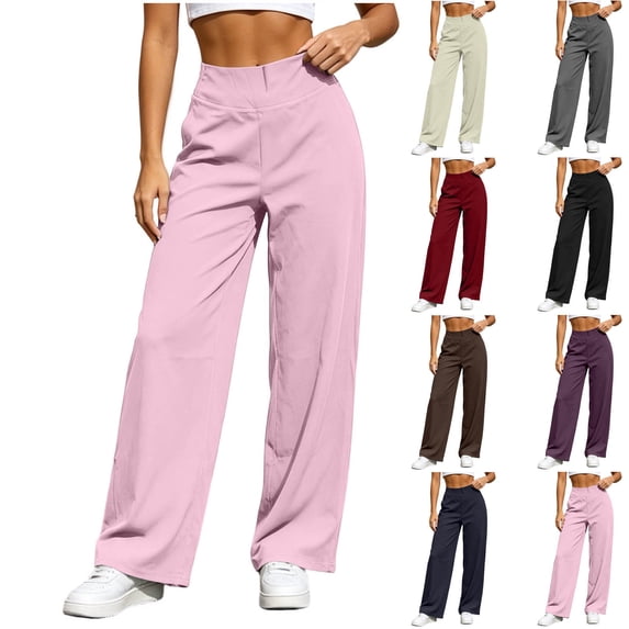 VBVC Women's High Waisted Wide Leg Pants , Quick-Dry Yoga Pants For Women,Ladies' Stretchy Athleisure Trousers with Pockets,Navy,XS-XL