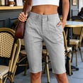 thumbnail image 1 of VBVC Women's Knee Length Bermuda Shorts with Pockets , High Waisted Chino Pants For Women , Ladies' Straight Leg Summer Work Bottoms,Gray,S-3XL, 1 of 6
