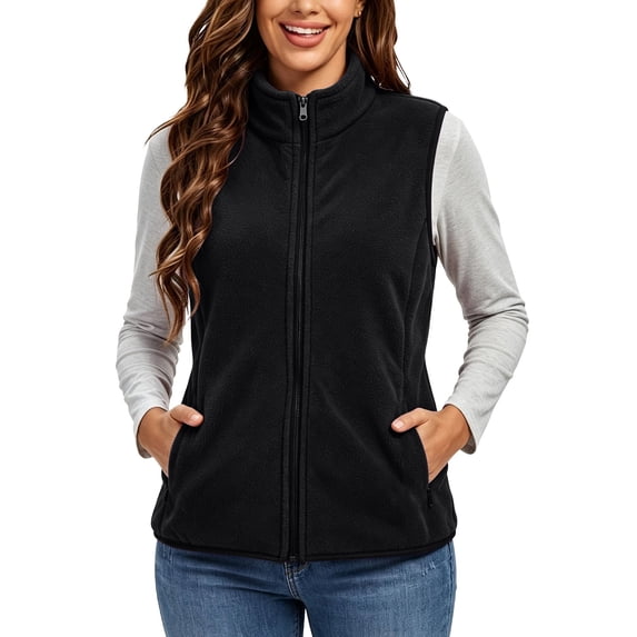 VBVC Women's Lightweight Fleece Vest with Pockets , Zip Up Warm Sleeveless Jacket For Women, XS-2XL