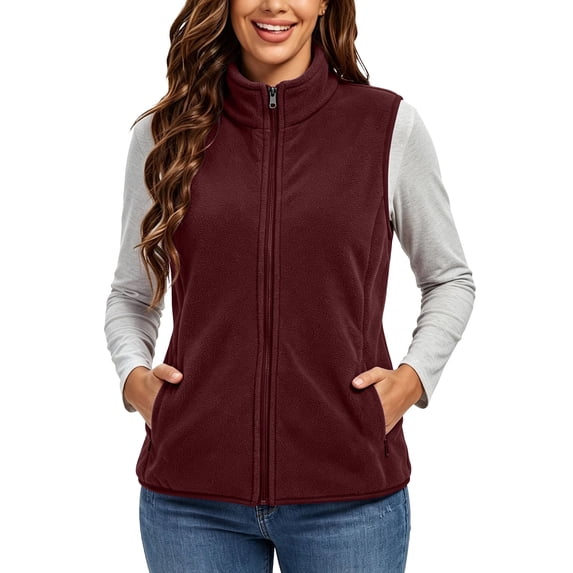VBVC Women's Lightweight Fleece Vest with Pockets , Zip Up Warm Sleeveless Jacket For Women, XS-2XL
