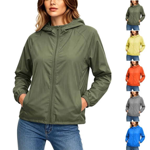 VBVC Women's Lightweight Zip Up Hooded Jacket , Sun Protection Coat For Women , Ladies' Lightweight Windproof Tops with Pockets, S-4XL