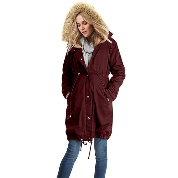 VBVC Women's Maternity 3 in 1 Puffer Coat with Baby Carrier Pouch,Thicken Windproof Quilted Jacket For Women,Wine,Size XXL