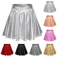 thumbnail image 1 of VBVC Women's Metallic Shiny Mini Skater Skirt,Ladies High Waisted Flared A-Line Skirt,Stretchy Y2K Party Club Skirt For Women,Red,S-2XL, 1 of 6
