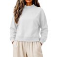 thumbnail image 1 of VBVC Women's Mock Neck Cropped Sweatshirt , Ladies' Side Slit Long Sleeve Pullover , Casual Fall Winter Tops For Women, S-3XL, 1 of 8