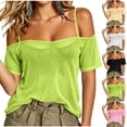 thumbnail image 1 of VBVC Women's Off Shoulder Mesh Sheer T-Shirt,Ladies Spaghetti Strap Cold Shoulder Short Sleeve Top,Party See-Through Cover Up for Women,Pink,S-2XL, 1 of 8