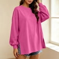 thumbnail image 1 of VBVC Women's Oversized Crew Neck Sweatshirt , Ladies' Long Sleeve Side Split Tunic Pullover , Casual Fall Loose Fit Tops For Women, Hot Pink , S-2XL, 1 of 9