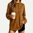 thumbnail image 1 of VBVC Women's Oversized Drawstring Mock Neck Sweatshirt , Ladies' Curved Hem Long Sleeve Tunic Top , Casual Athletic Pullover For Women, S-2XL, 1 of 9