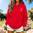thumbnail image 1 of VBVC Women's Pink Ribbon Hoodie Sweatshirt , Breast Cancer Awareness Pullover For Women , Ladies' Long Sleeve Stretchy Top with Pockets, S-2XL, 1 of 5