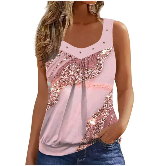 VBVC Women's Plus Gradient Sleeveless Tank Top,Ladies Hollow-out Stretchy Cami,Summer Casual Blouse For Women,Pink,Size L