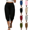 thumbnail image 1 of VBVC Women's Plus High Waisted Harem Capri Pants , Casual Summer Joggers For Women , Ladies' Lightweight Yoga Lounge Trousers with Pockets, Black , L-5XL, 1 of 9