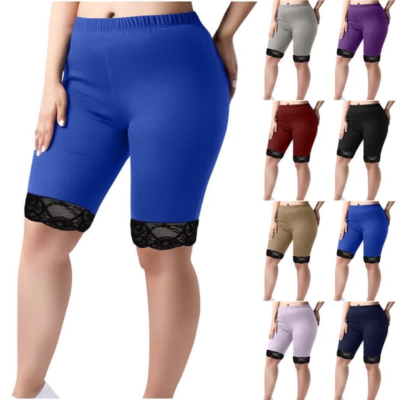 VBVC Women's Plus Knee Length Shorts,Ladies Breathable Stretchy Bottoms,Lace Workout Sweatpants For Women,GrayL-5XL