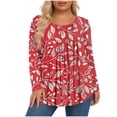 thumbnail image 1 of VBVC Women's Plus Pleated Tunic Tops,Ladies Stripe Stretchy Pullover,Gradient Breathable Shirts for Women,Red,L-5XL, 1 of 6