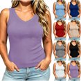 thumbnail image 1 of VBVC Women's Plus Ribbed V Neck Fitted Tank Tops , Ladies' Basic Sleeveless Camisole , Summer Casual Layering Shirts For Women, L-5XL, 1 of 8