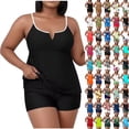 thumbnail image 1 of VBVC Women's Plus Size 2 Piece Tankini Sets , V-Neck Spaghetti Strap Swimsuit and Shorts For Women , Ladies' Beach Bathing Suit with Built-In Bra Pads,Army Green,XL-5XL, 1 of 8