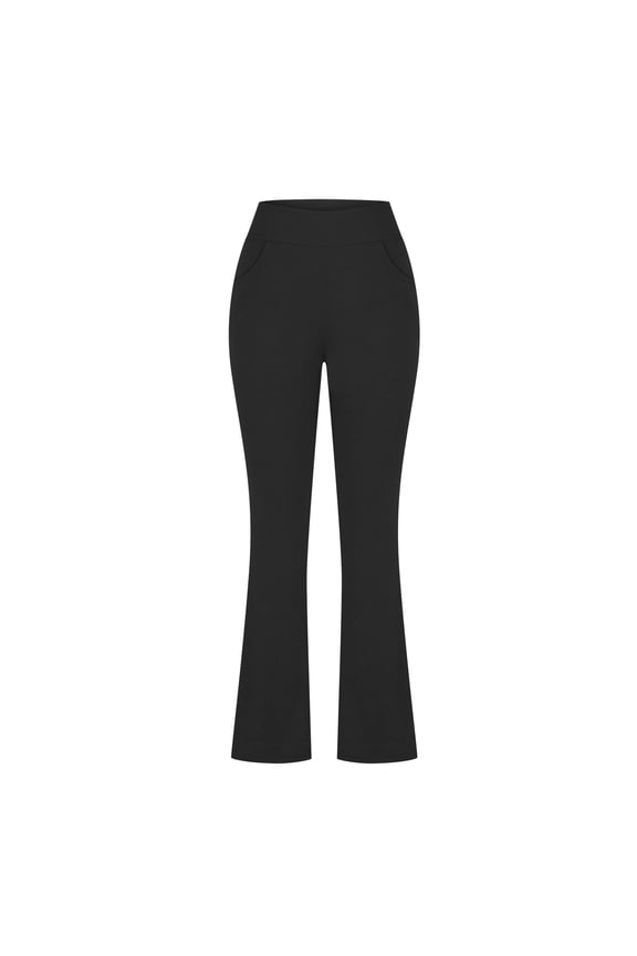 Women's Plus Size Flare Yoga Pants,Ladies Stretchy Butt Lift Pant with Pockets,High Waisted Trousers For Women,Black,Size XL