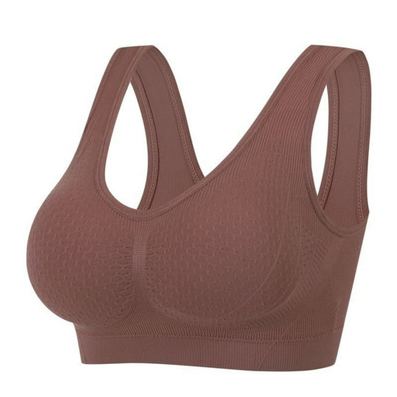 VBVC Women's Plus Size Seamless Bralette,Ladies Full Coverage Wireless Bra,Pull Up Textured Lingerie For Women,Brown,Size XL