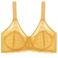 thumbnail image 1 of VBVC Women's Plus Size Sheer Mesh Bra,Adjustable Full Coverage Bra For Women,Ladies See Through Everyday Lingerie,Yellow,Size M, 1 of 8