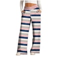 thumbnail image 1 of VBVC Women's Plus Size Striped Sweatpants,Drawstring Flare Trousers for Women,Ladies Lightweight Jogger Pants with Side Pockets,Pink,Size L, 1 of 6