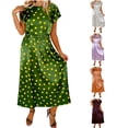 thumbnail image 1 of VBVC Women's Polka Dot Satin Dress,Ladies Short Sleeve Crewneck Dress,Sundresses Floral Dress for Women,Orange,S-2XL, 1 of 6