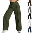 thumbnail image 1 of VBVC Women's Pull-On Cargo Pants,Business Office Slacks for Women,Ladies High Waisted Sweatpants with Pockets,White,S-2XL, 1 of 10
