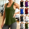 thumbnail image 1 of VBVC Women's Racerback Crew Neck Tank Top , Ladies' Loose Fit Stretchy Gym Shirt , Summer Yoga Running Athletic Tops For Women,Army Green,S-2XL, 1 of 7