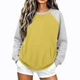 thumbnail image 1 of VBVC Women's Raglan Sleeve Crewneck Sweatshirt , Long Sleeve Pullover Top For Women , Ladies' Casual Color Block Hoodie with Pockets, Yellow , S-2XL, 1 of 7