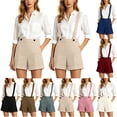 thumbnail image 1 of VBVC Women's Removable Suspender Jumpsuit Shorts , Summer 2 in 1 Overalls Shorts For Women,Ladies' Cuffed Hem Workwear Shorts with Pockets,Khaki,S-3XL, 1 of 9