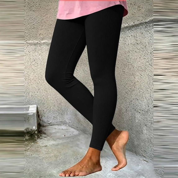 VBVC Women's Ribbed High Waist Leggings , Fall Winter Stretch Yoga Pants , Ladies' Soft Seamless Tights For Women, S-2XL
