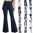 thumbnail image 1 of VBVC Women's Ripped Bootcut Denim Pants , High Waisted Flare Jeans For Women,Ladies' Frayed Hem Slim Fit Trousers with Pockets,Black,S-2XL, 1 of 8