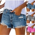 thumbnail image 1 of VBVC Women's Ripped Cutoff Denim Shorts , High Waisted Distressed Jean Shorts For Women,Ladies' Frayed Hem Summer Shorts with Pockets,Blue,S-2XL, 1 of 10