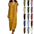 thumbnail image 1 of VBVC Women's Ruffle V Neck Maxi Dress , Casual Summer Beach Dress For Women , Ladies' Flutter Sleeve Loose Long Dress with Pockets,Black,S-2XL, 1 of 9