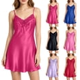 thumbnail image 1 of VBVC Women's Satin Lace Trim Nightgown , Ladies' V Neck Spaghetti Strap Sleep Dress , Silky Short Chemise Loungewear For Women,Pink,XS-L, 1 of 7