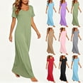 thumbnail image 1 of VBVC Women's Short Sleeve Crew Neck Maxi Nightgown, Ladies' Soft Stretchy Long Lounge Dress, Sleepwear Casual Home Dress For Women,Red,S-2XL, 1 of 8